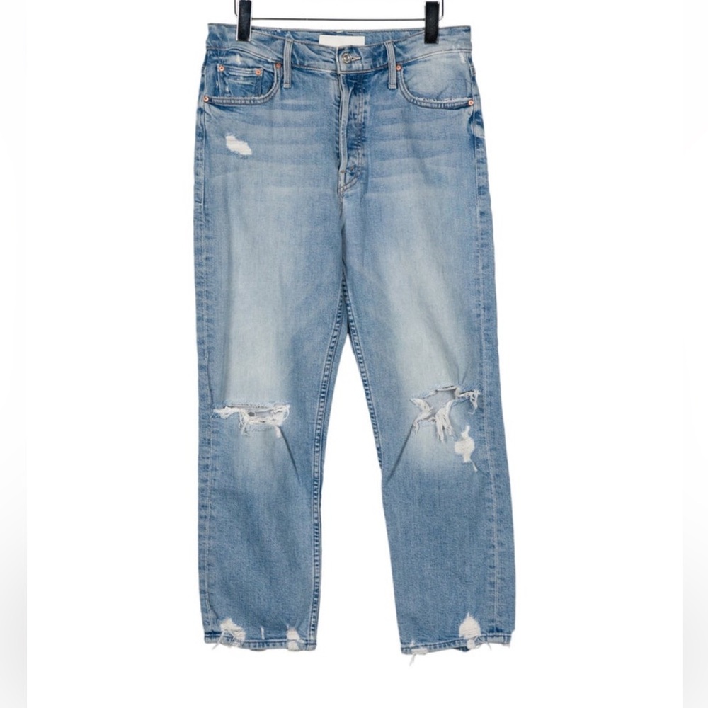 MOTHER SUPERIOR Tomcat High Rise Straight Jeans 29 The Confession Distressed